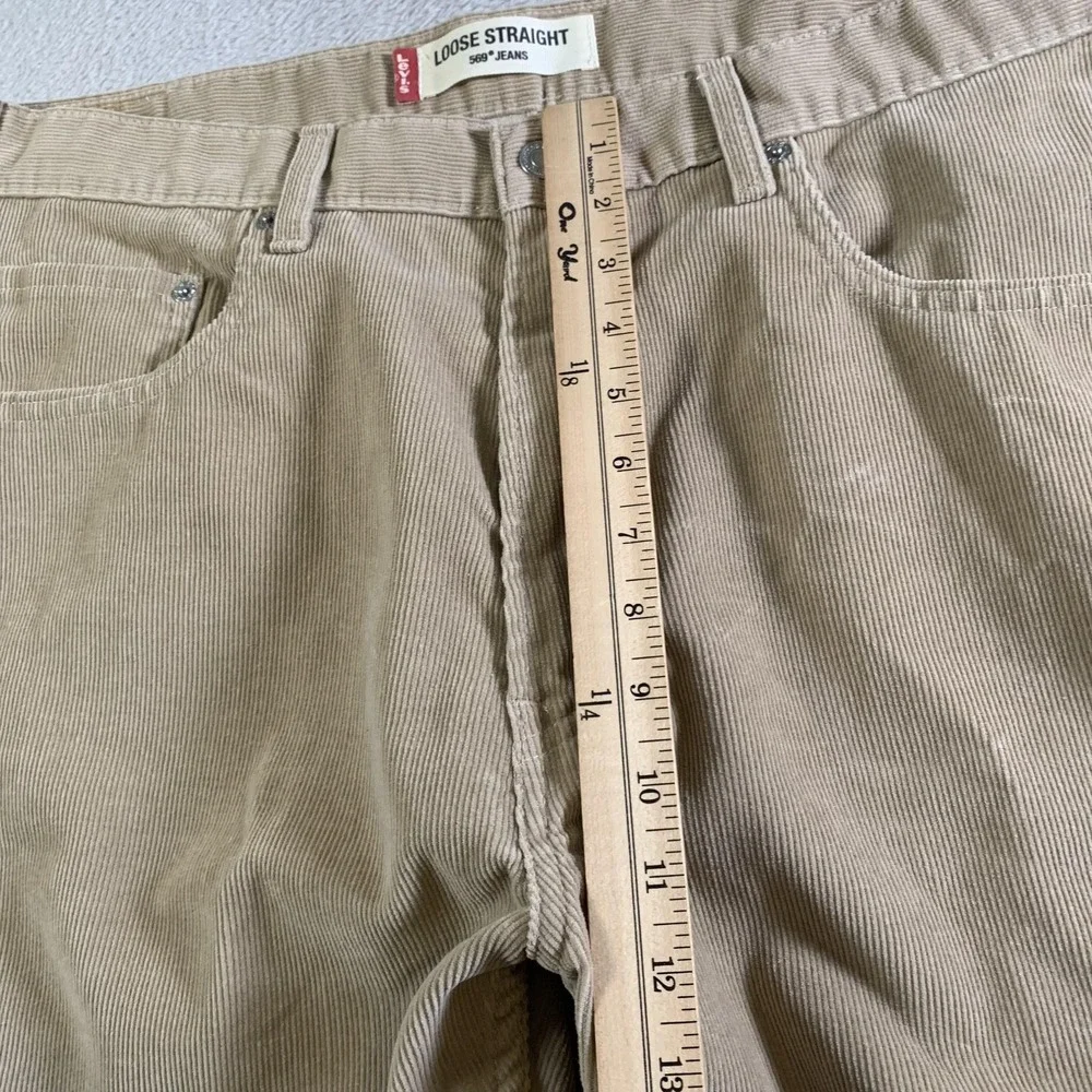 Vintage Levis 569 Jeans Mens 36x34 Beige Loose Straight Corduroy‎ Pants Cords